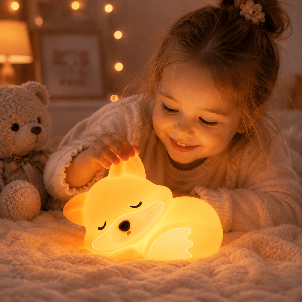Cute Fox Night Light – USB Rechargeable Silicone Bedside Lamp | Meep Cozy - Meep Cozy