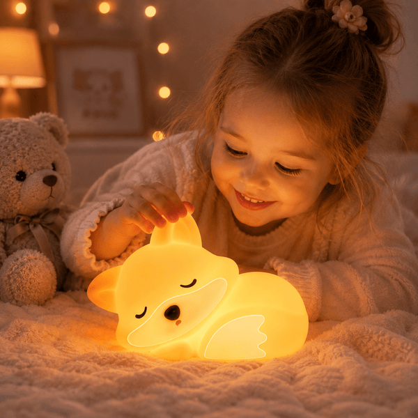 Cute Fox Night Light – USB Rechargeable Silicone Bedside Lamp | Meep Cozy - Meep Cozy