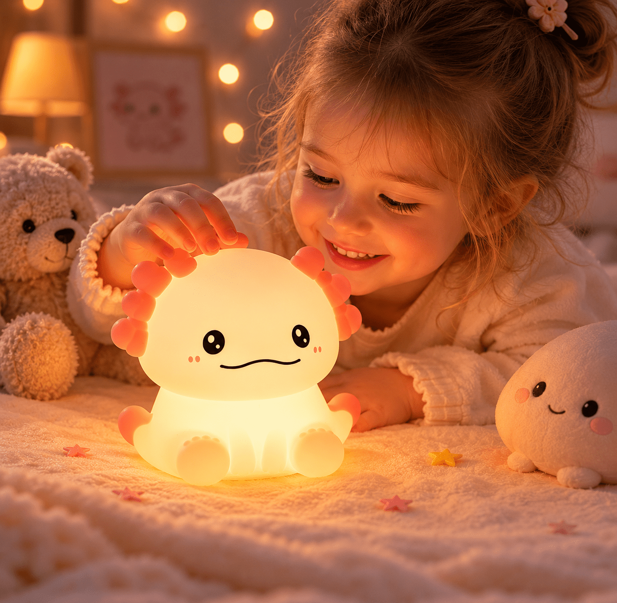 Cute Hexagon Dinosaur Night Light – Soft Silicone LED Bedside Lamp | Meep Cozy - Meep Cozy