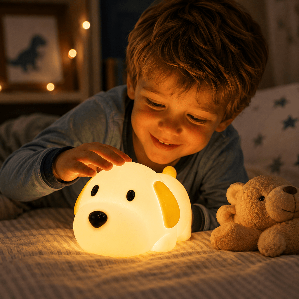 Cute Puppy Silicone Night Light – USB Rechargeable Bedside Lamp for Kids | Meep Cozy - Meep Cozy