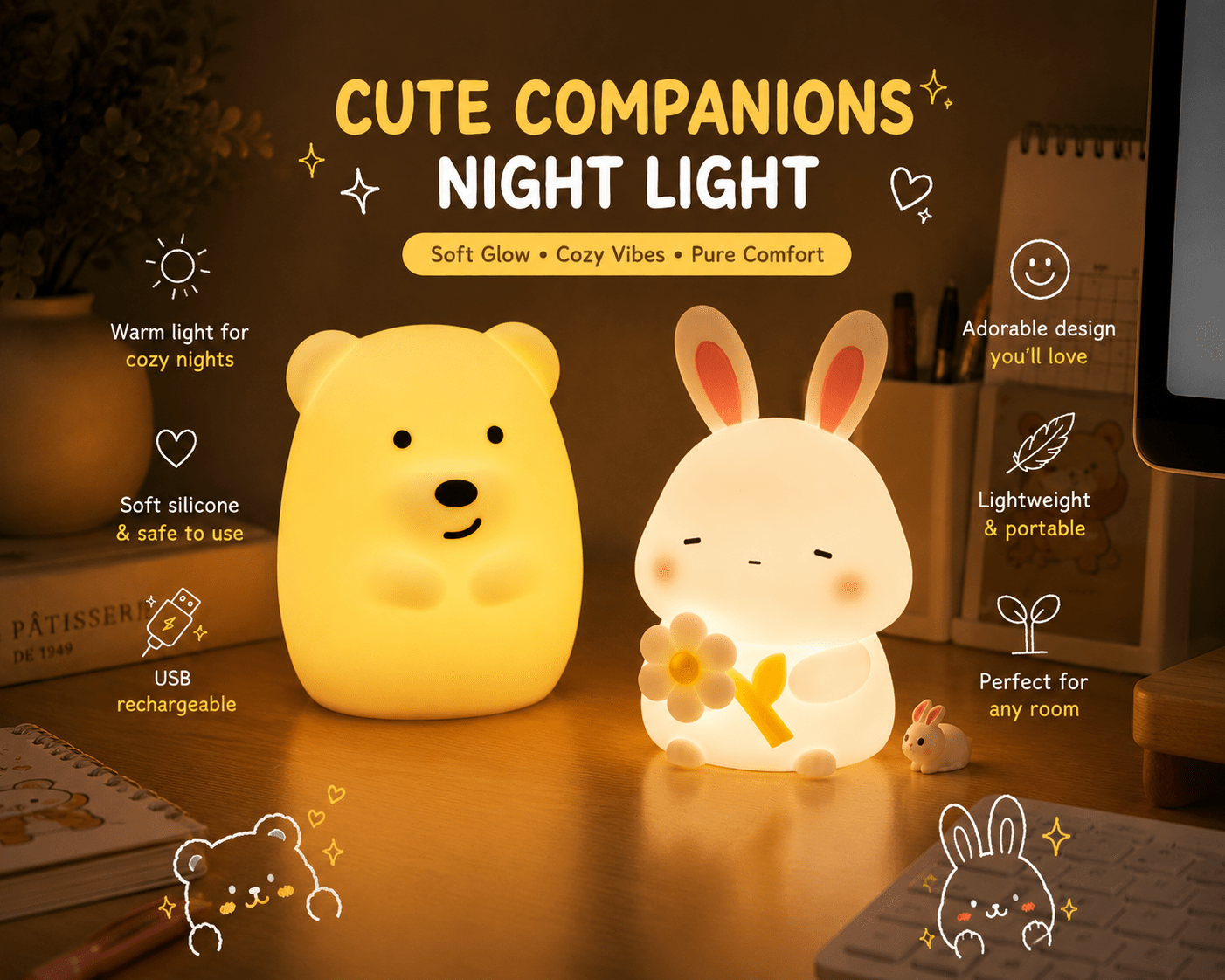 Cute Rabbit Night Light for Cozy Bedrooms | Meep Cozy - Meep Cozy