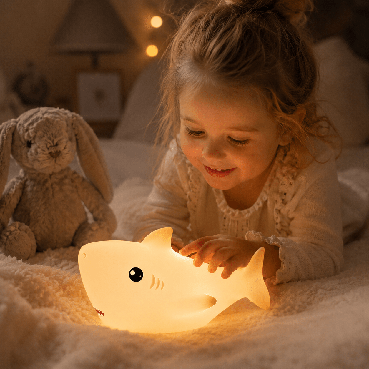 Cute Shark Night Light – Soft Silicone LED Bedside Lamp | Meep Cozy - Meep Cozy