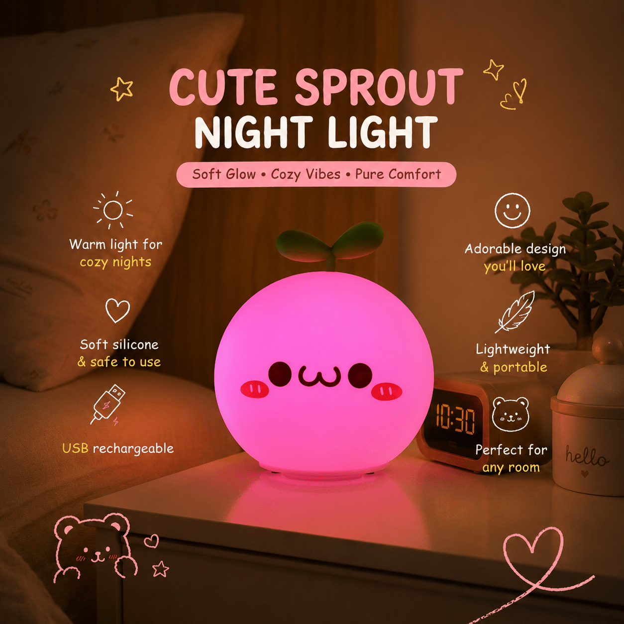 Cute Sprout Night Light for Cozy Rooms | Meep Cozy - Meep Cozy