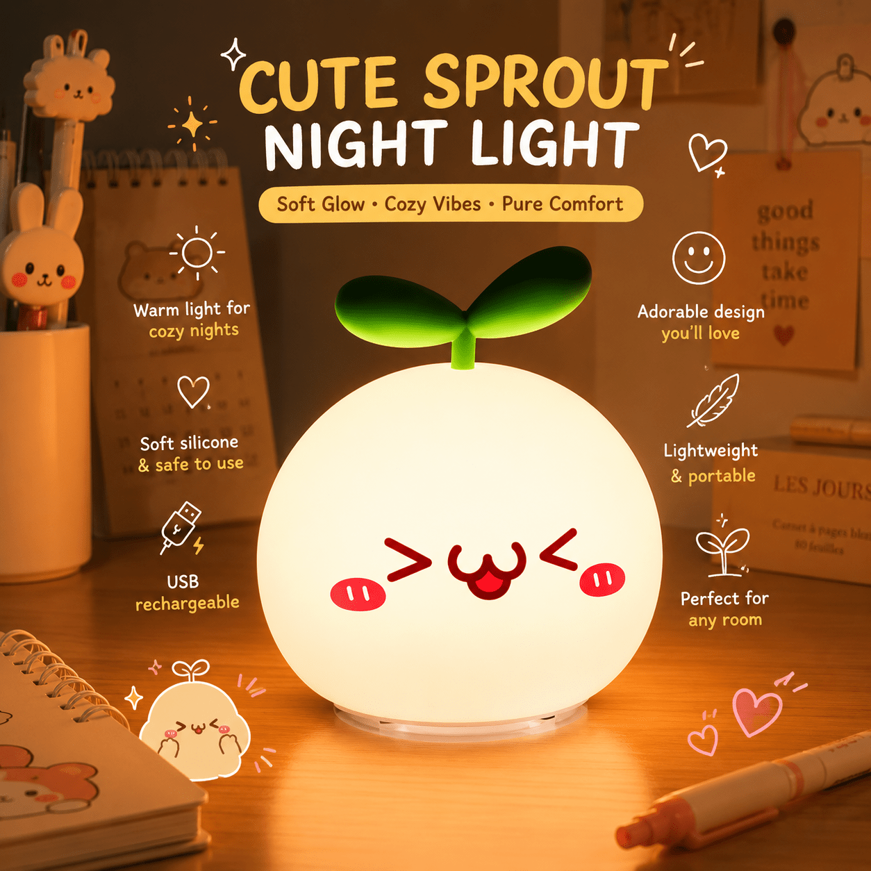 Cute Sprout Night Light for Cozy Rooms | Meep Cozy - Meep Cozy