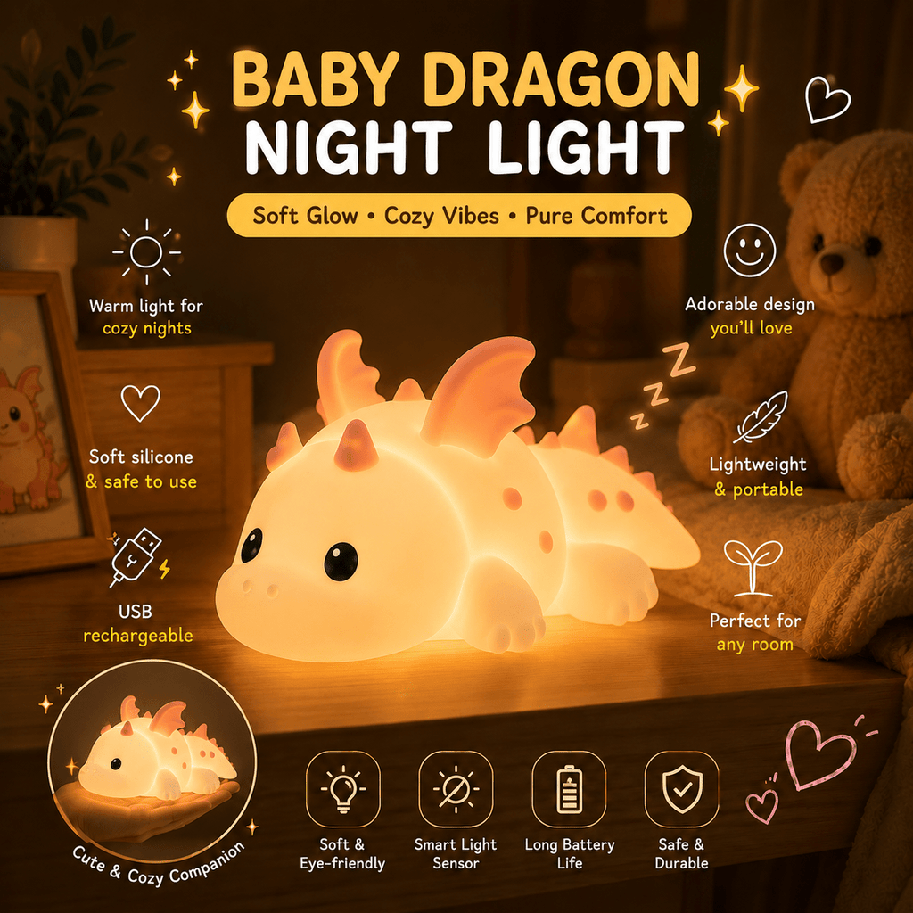 Rainbow Glow Night Light – Soft Silicone 7 Color LED Bedside Lamp | Meep Cozy - Meep Cozy